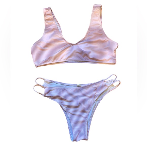 Other - Red&White Stripped Bathing Suit Set